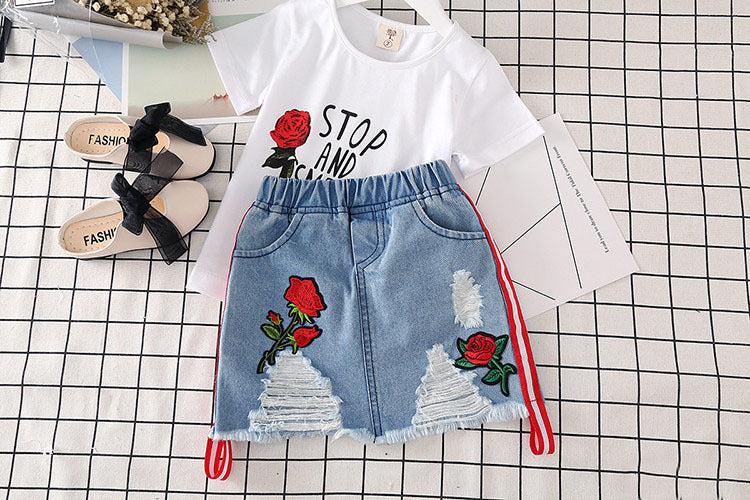 "LA Rose" 2Pc Girls Skirt Set