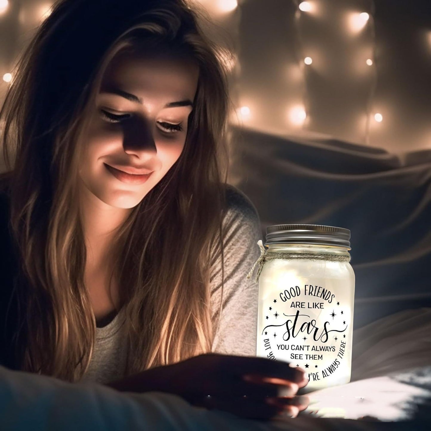 “Mi’ Bestie” Glass Jar Night Lights