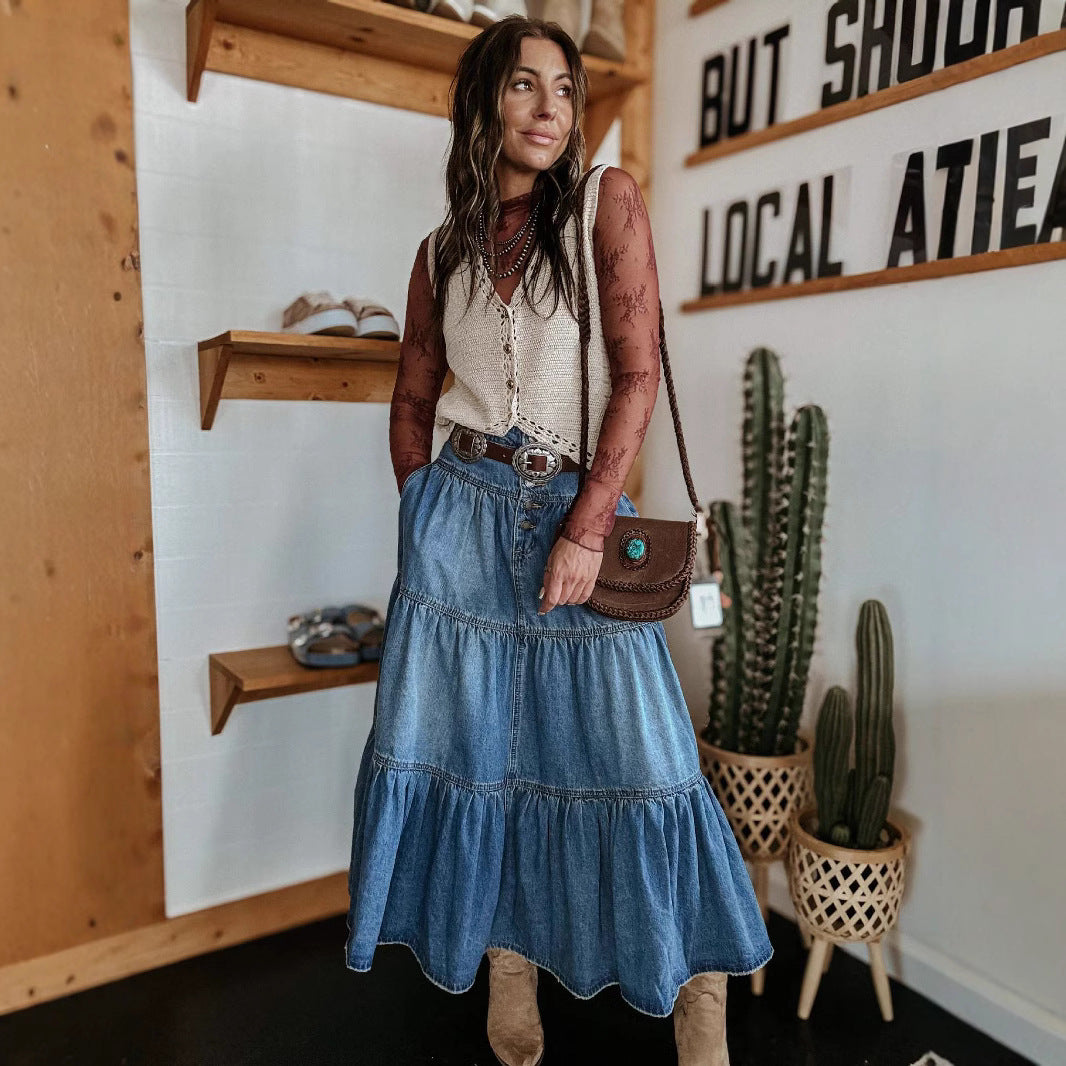 "Bohemi' Momma" Women's Denim skirt