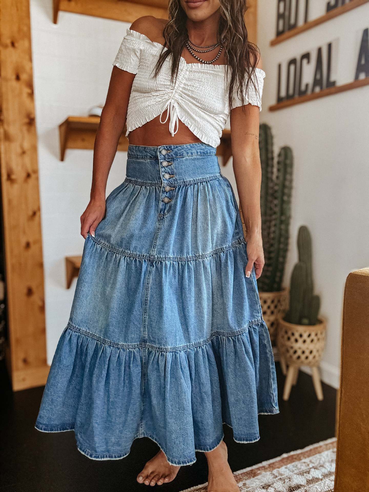 "Bohemi' Momma" Women's Denim skirt