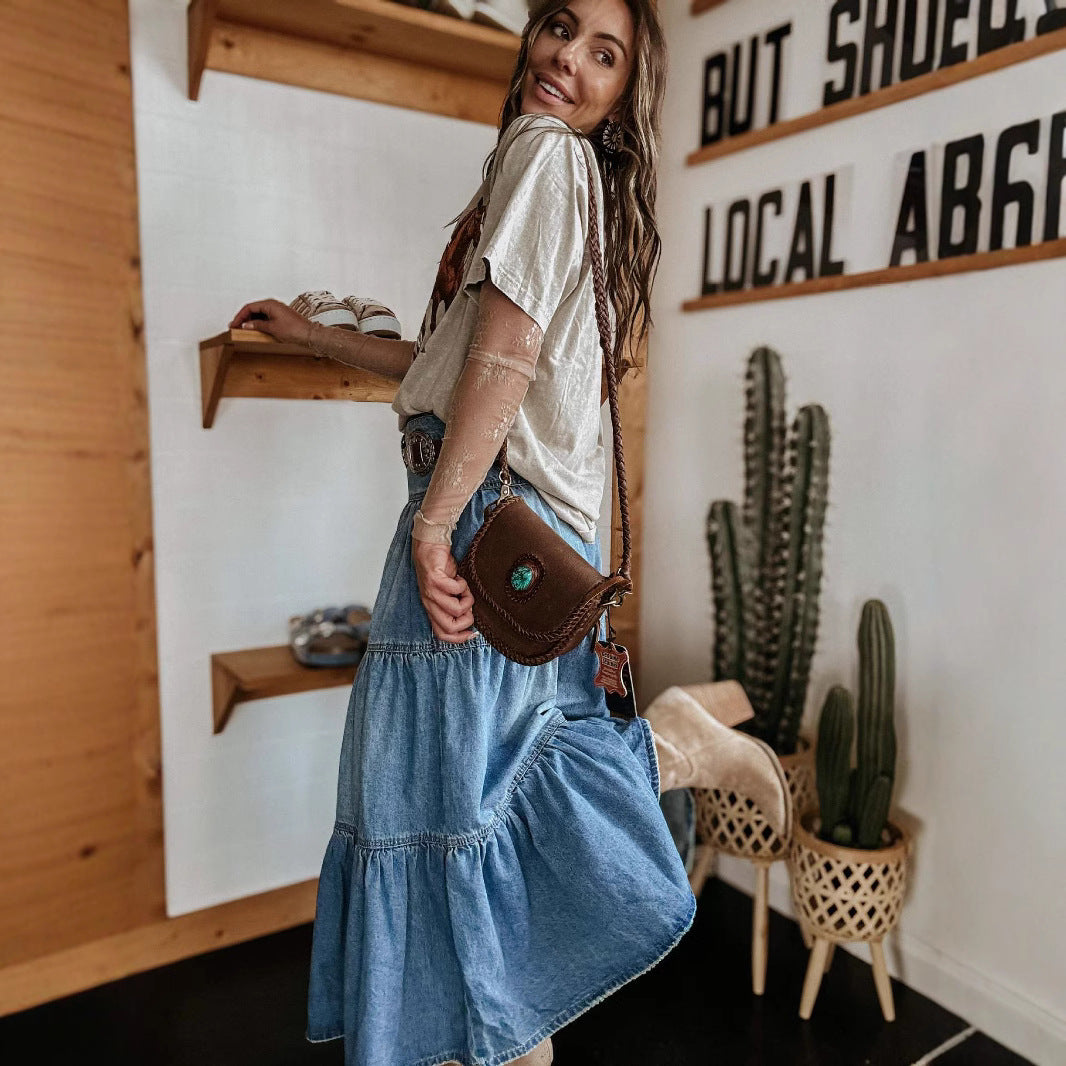 "Bohemi' Momma" Women's Denim skirt