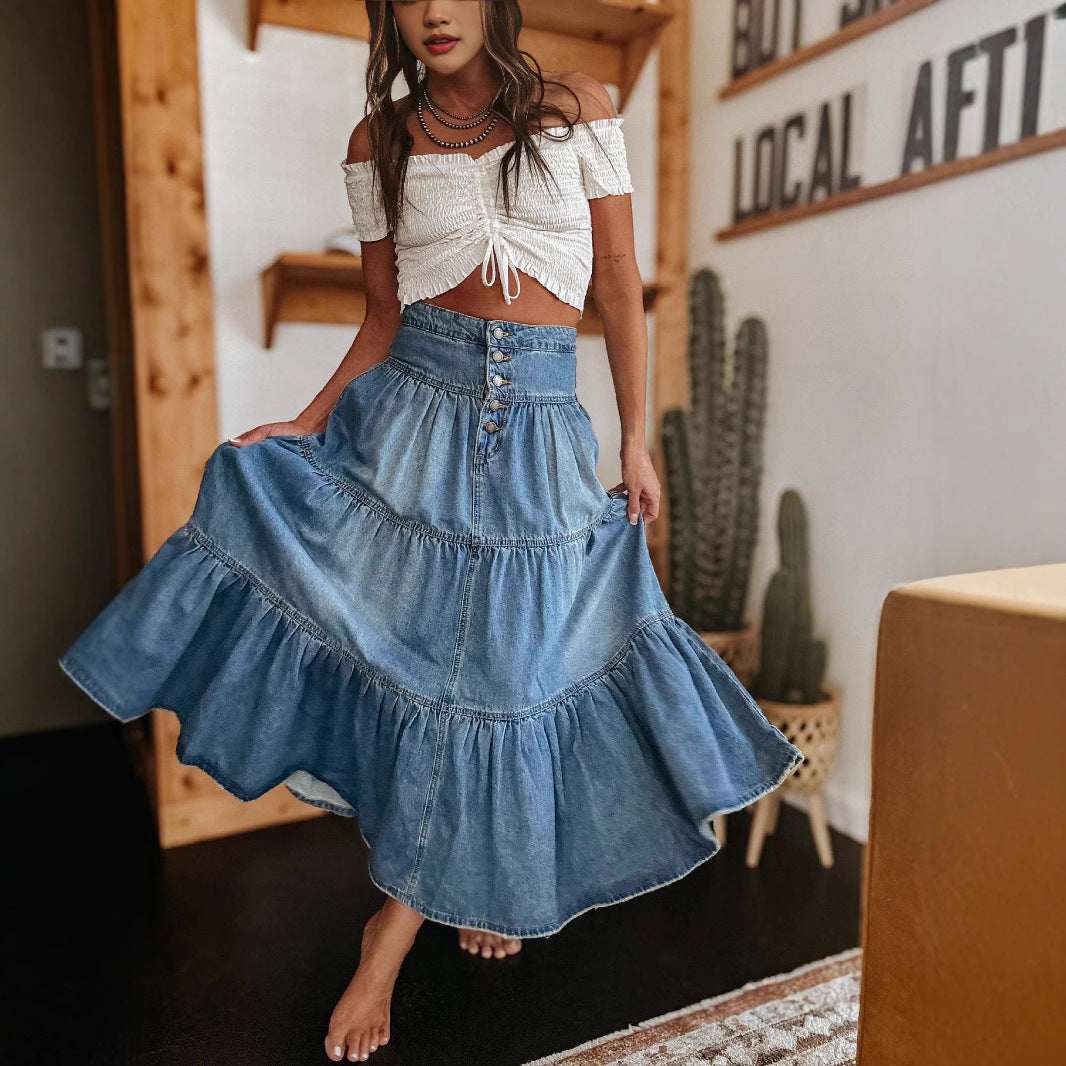 "Bohemi' Momma" Women's Denim skirt