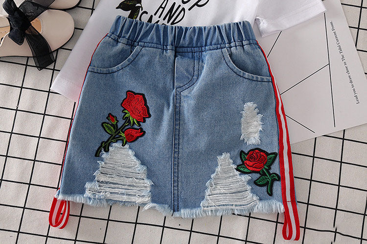 "LA Rose" 2Pc Girls Skirt Set