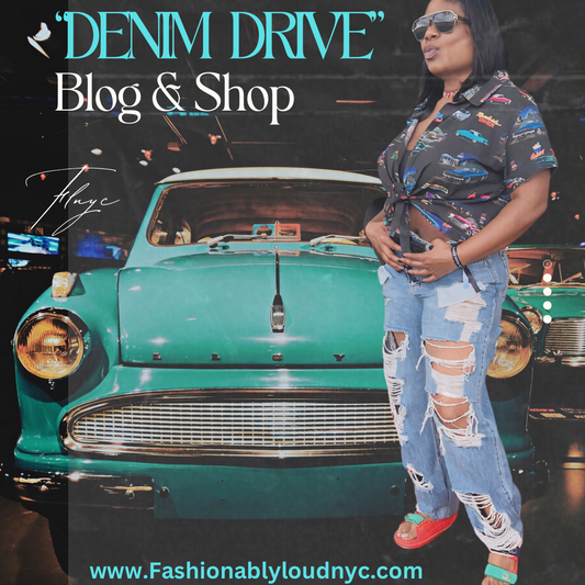"DENIM DRIVE" summer denims and classic cars two of our favorites!