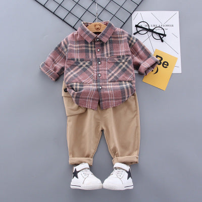 Plaid Shirt And Pants Suit