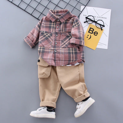 Plaid Shirt And Pants Suit