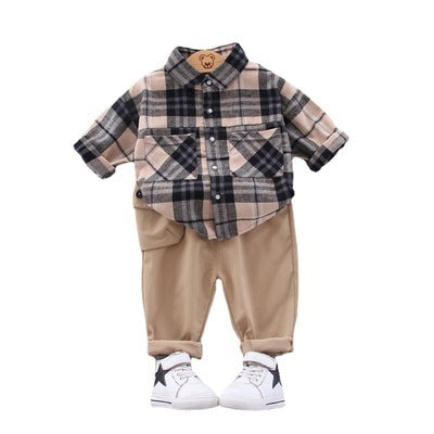 Plaid Shirt And Pants Suit