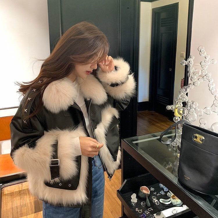 "Trixy" Faux  Fur and Leather Jacket/Coat
