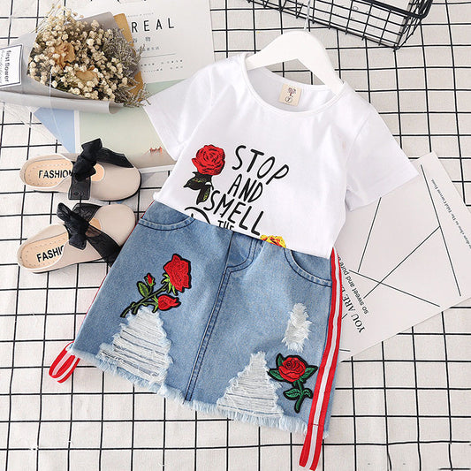 "LA Rose" 2Pc Girls Skirt Set